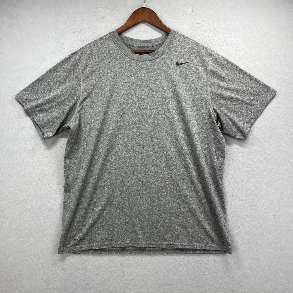 Nike T Shirt Mens XL Gray Dri Fit Short Sleeve Heathered Active Gym Sportswear